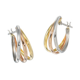 ケーグランツ １８Ｋ＆ １８Ｋローズゴールド＆ プラチナ９００ トリカラー フープピアス