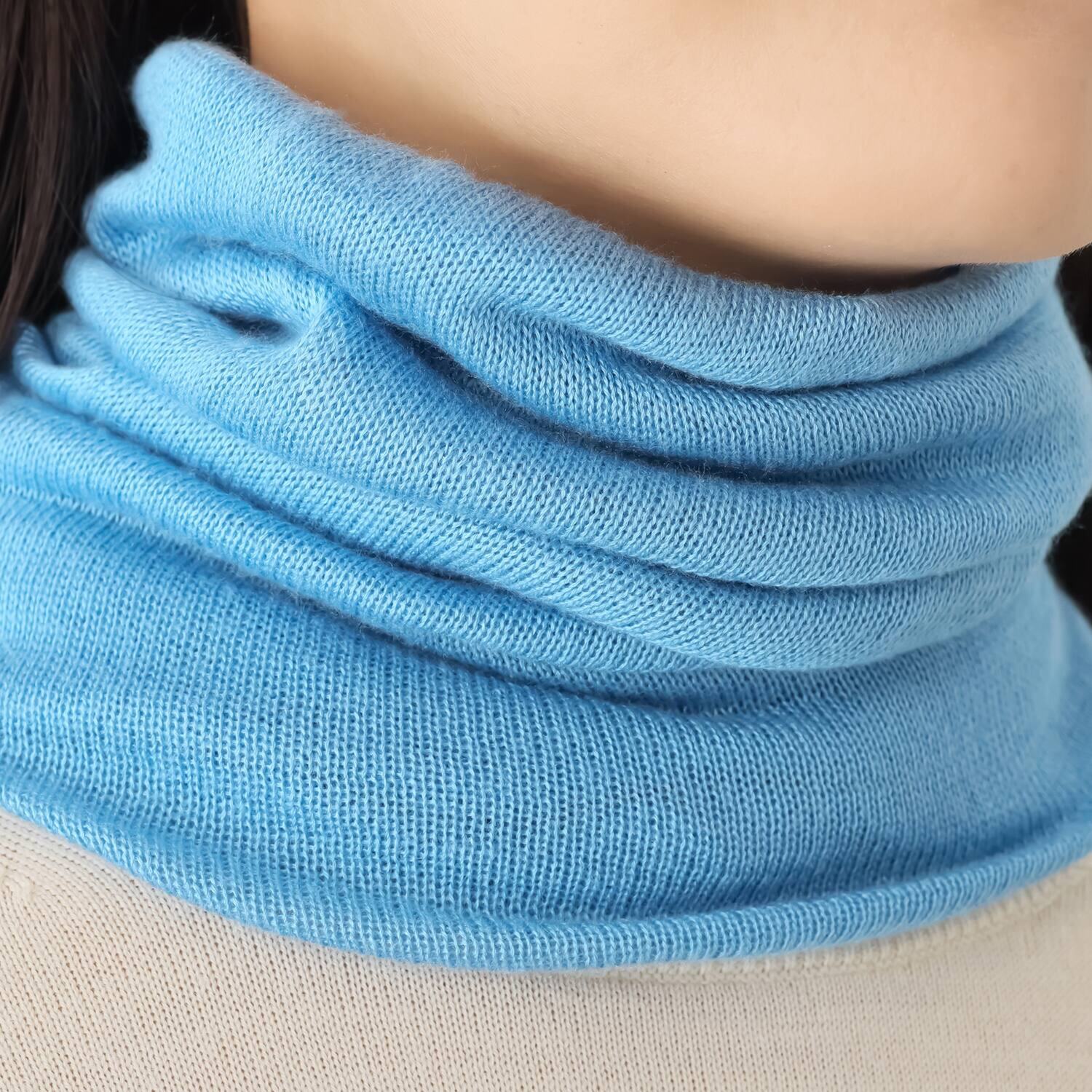 ハセガワ カシミヤより細い スパンシルク１００％ 無縫製ネックウォーマー ２枚セット