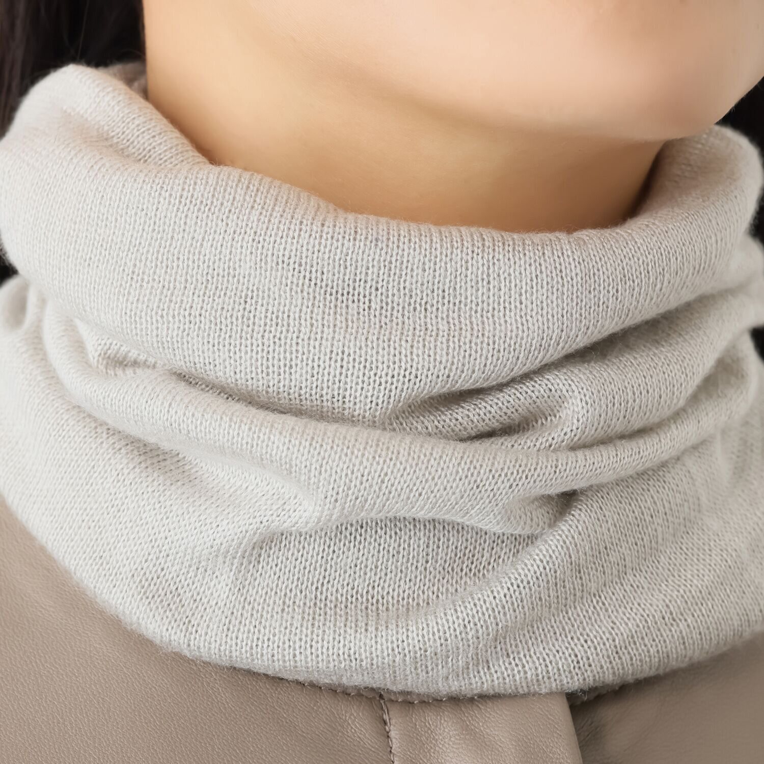 ハセガワ カシミヤより細い スパンシルク１００％ 無縫製ネックウォーマー ２枚セット