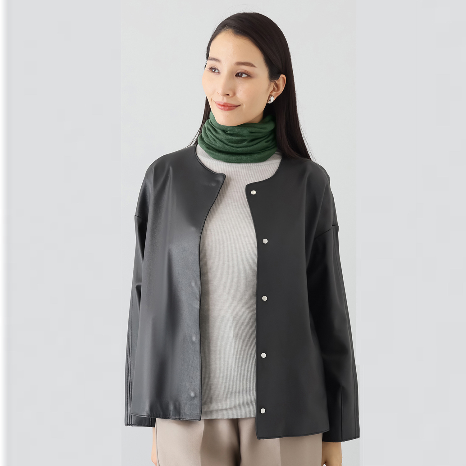 ハセガワ カシミヤより細い スパンシルク１００％ 無縫製ネックウォーマー ２枚セット