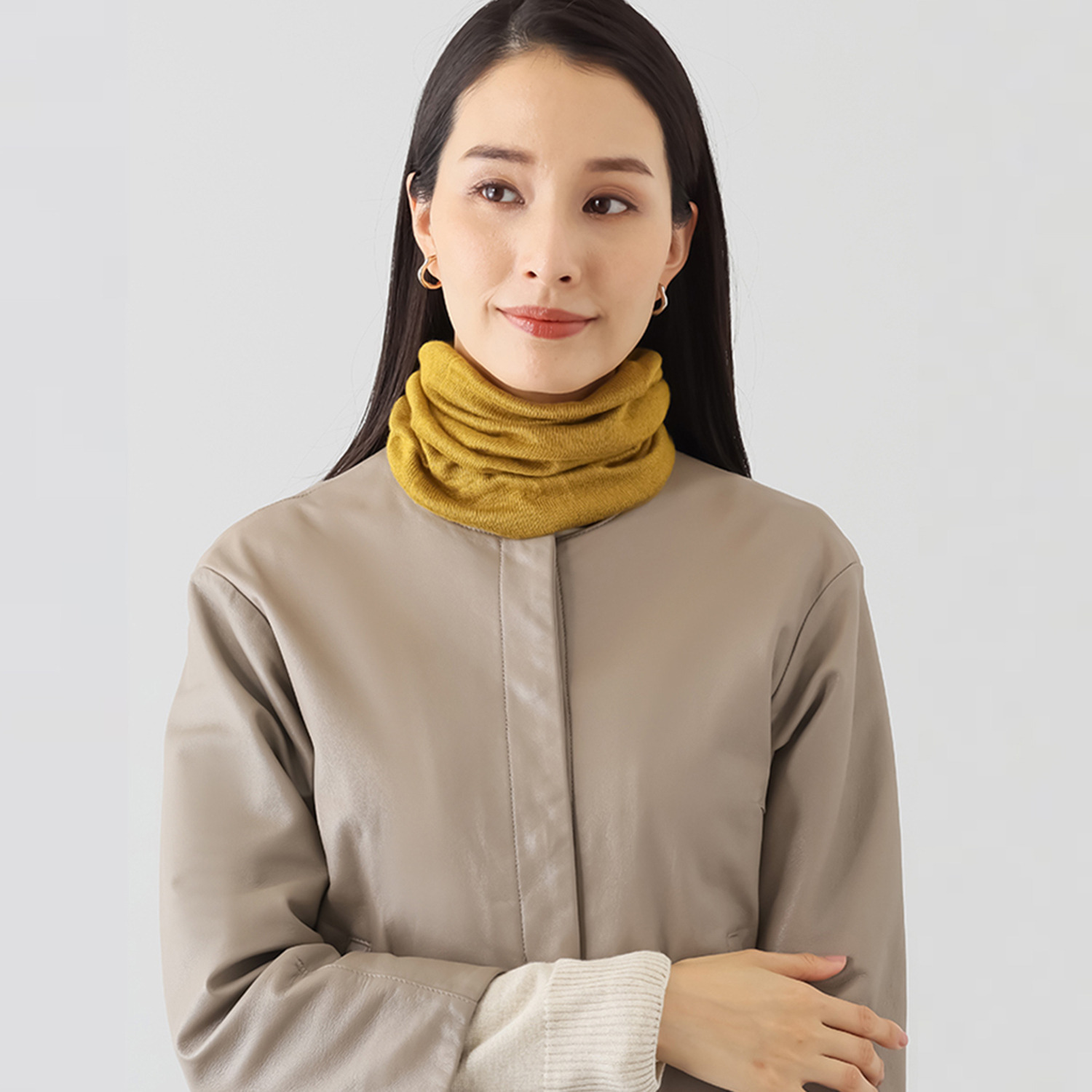 ハセガワ カシミヤより細い スパンシルク１００％ 無縫製ネックウォーマー ２枚セット