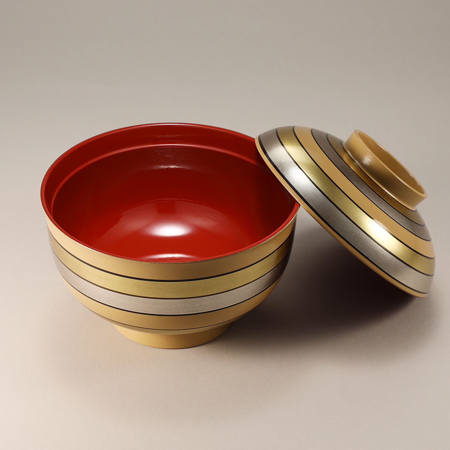 山中塗り 宝独楽 蓋付き椀