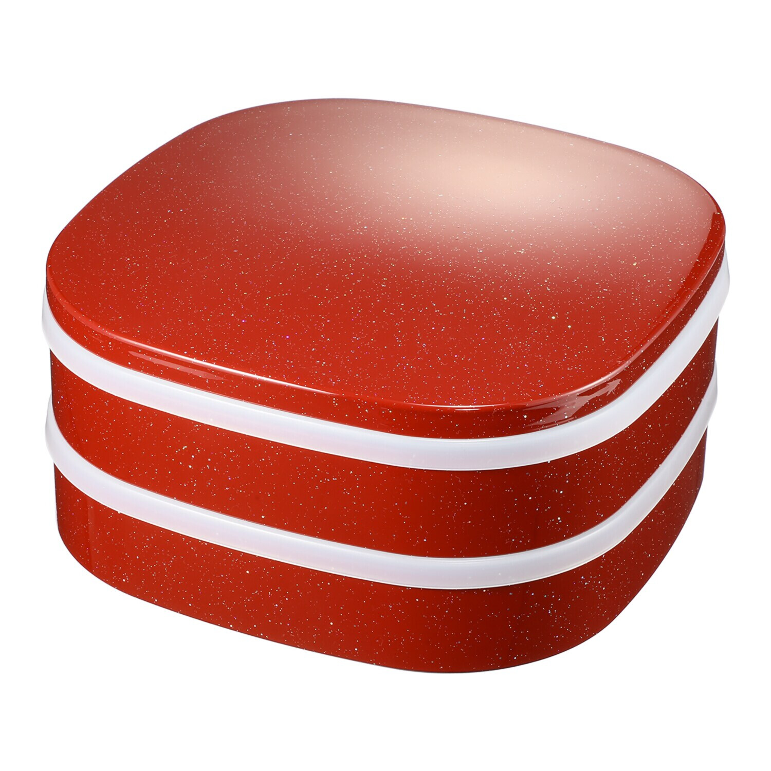 ジュエルキラメキ くつわ型二段重箱 仕切りボックス＆内蓋付き