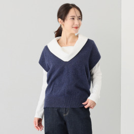 サ・アンノ 日本製 ラムウール・カシミヤ Ｖネックジレ