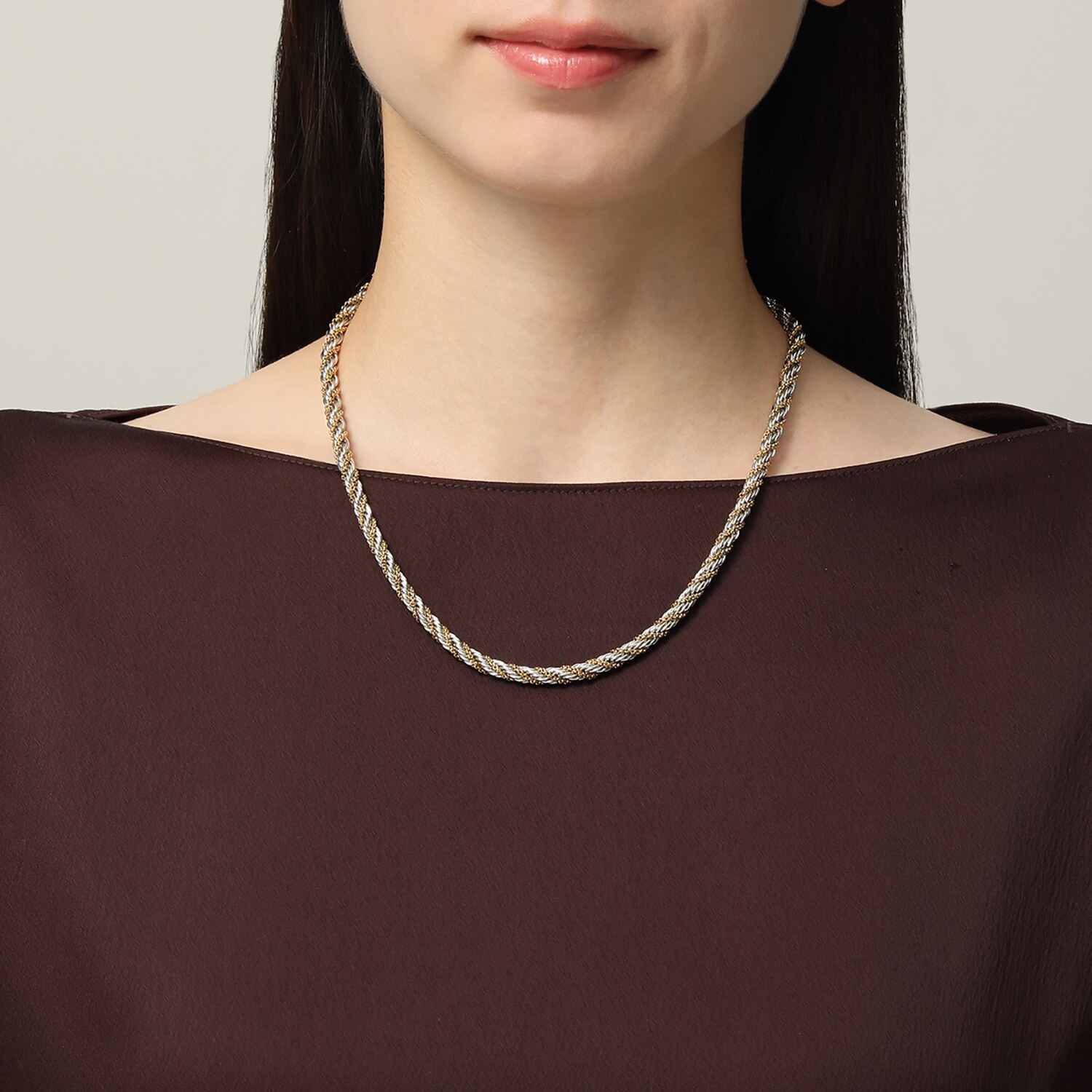 エービーステン ステンレス コンビカラー デザインネックレス