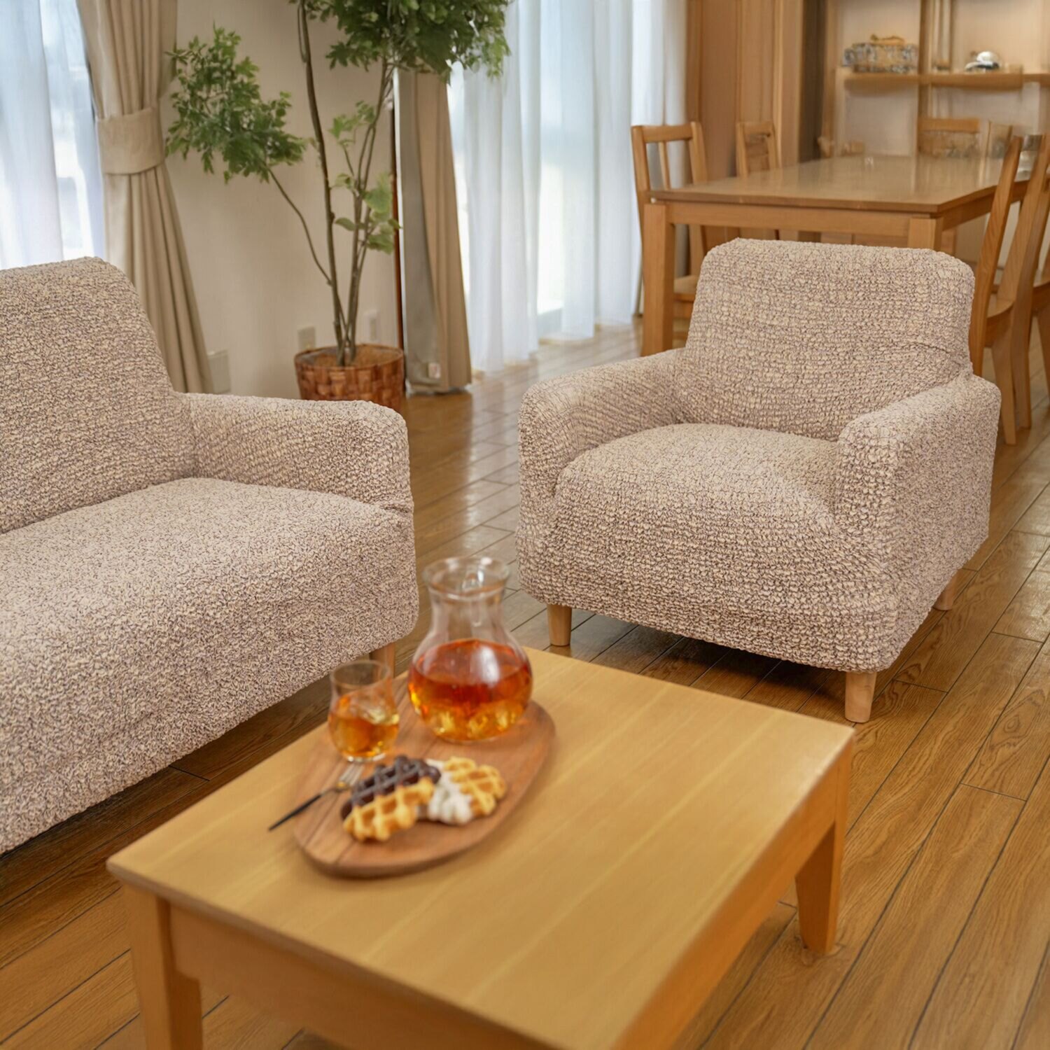 イタリア製 縦・横・ななめに伸びて ぴったりフィット シャーリングソファカバー ＜１人掛け＞