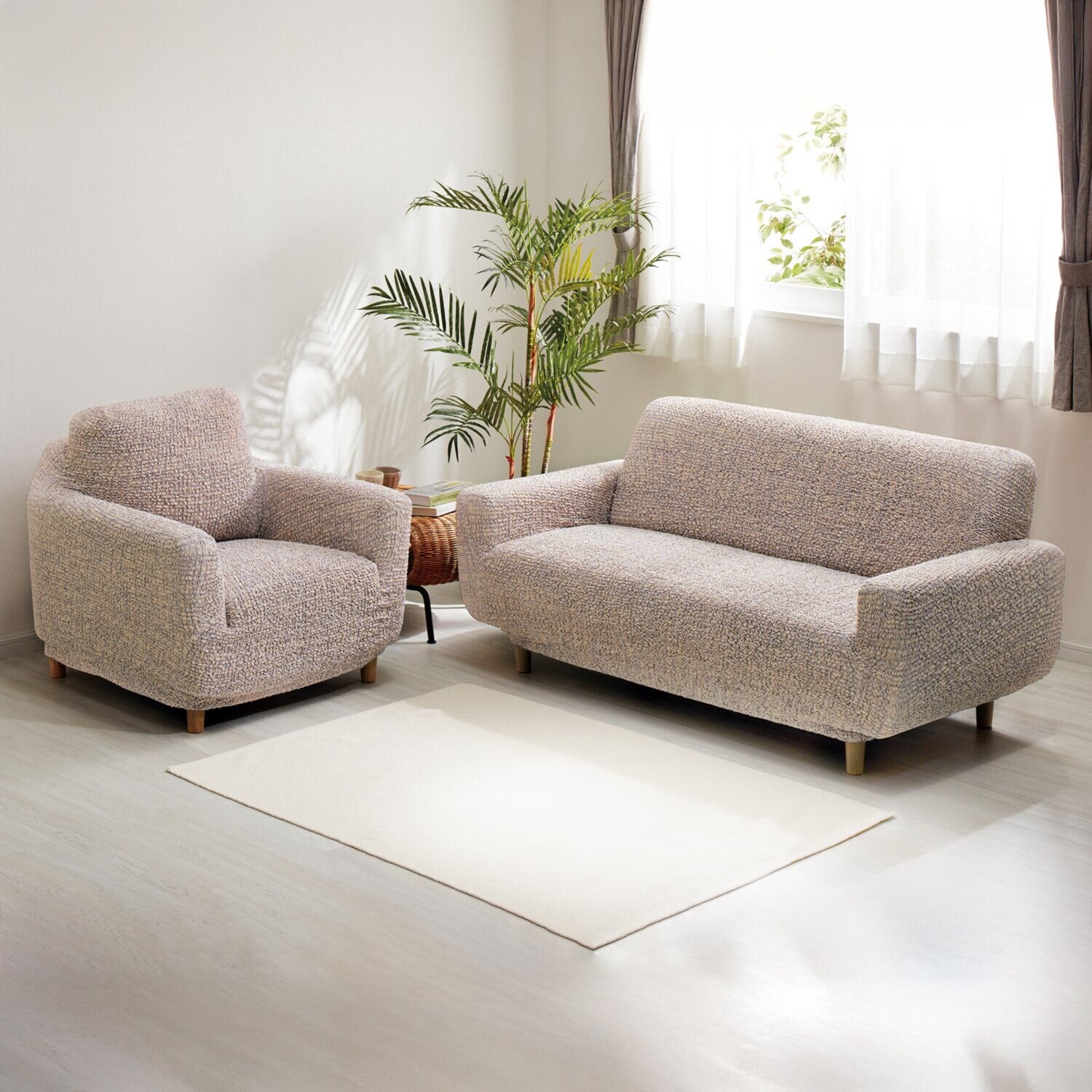 イタリア製 縦・横・ななめに伸びて ぴったりフィット シャーリングソファカバー ＜１人掛け＞