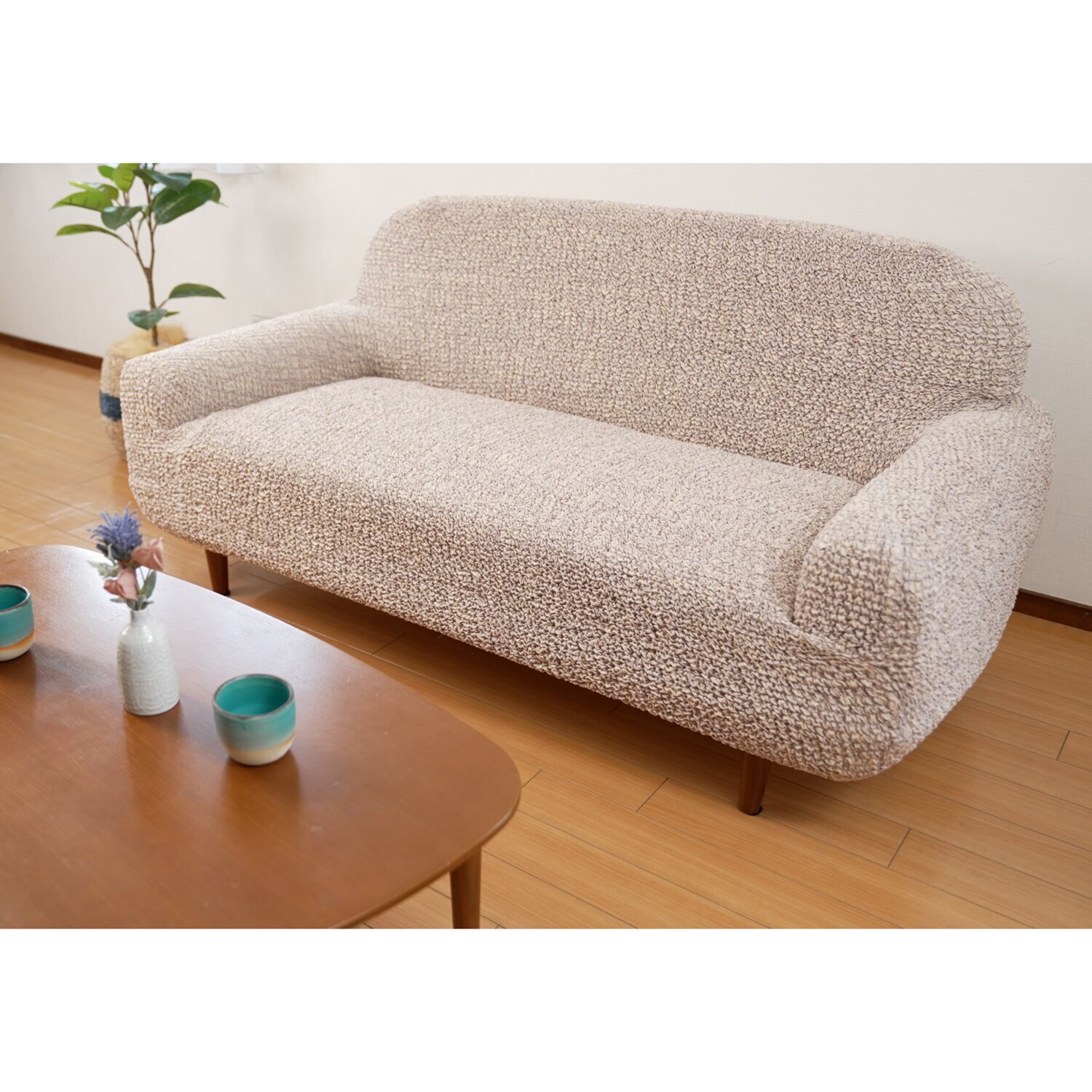 イタリア製 縦・横・ななめに伸びて ぴったりフィット シャーリングソファカバー ＜２人掛け＞