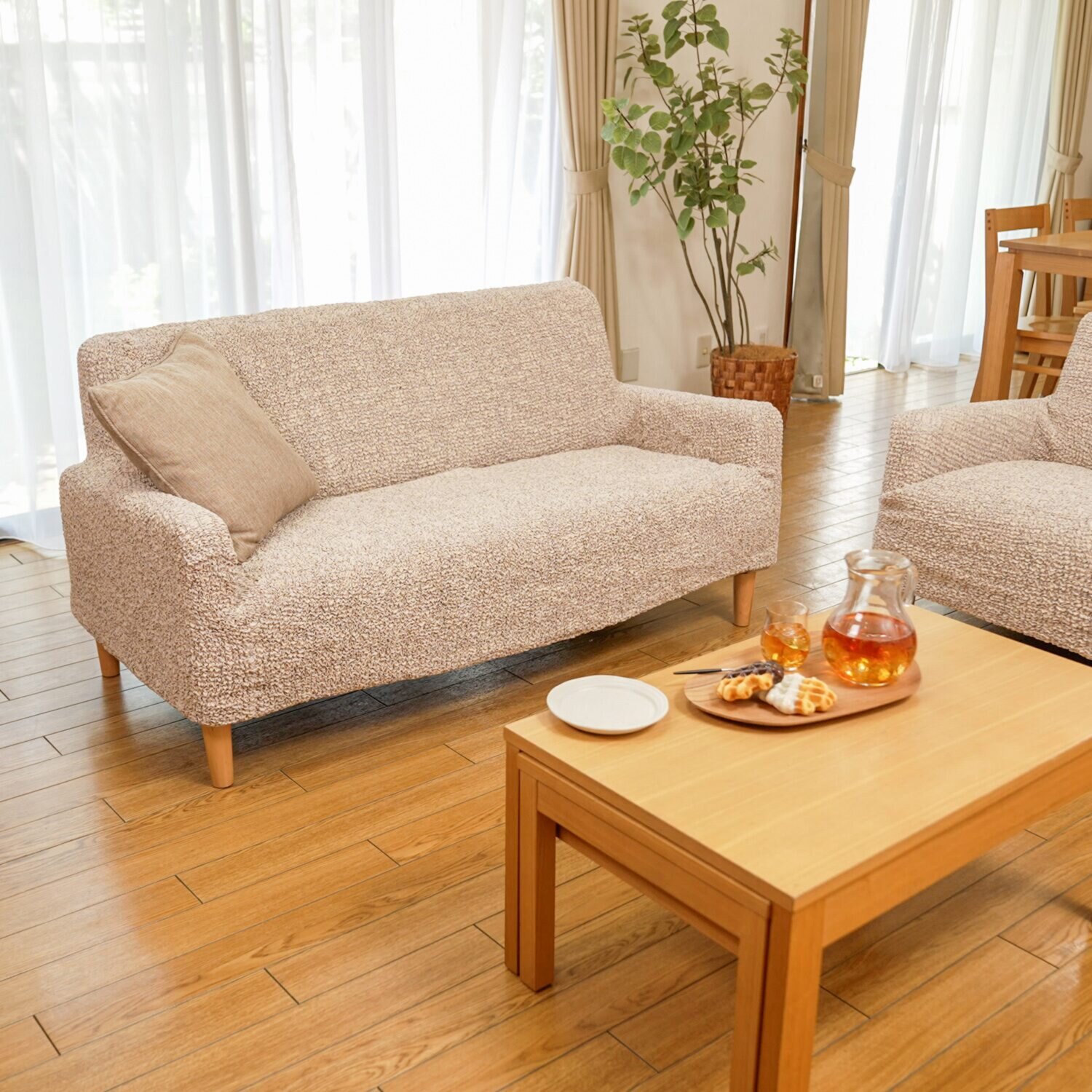 イタリア製 縦・横・ななめに伸びて ぴったりフィット シャーリングソファカバー ＜３人掛け＞