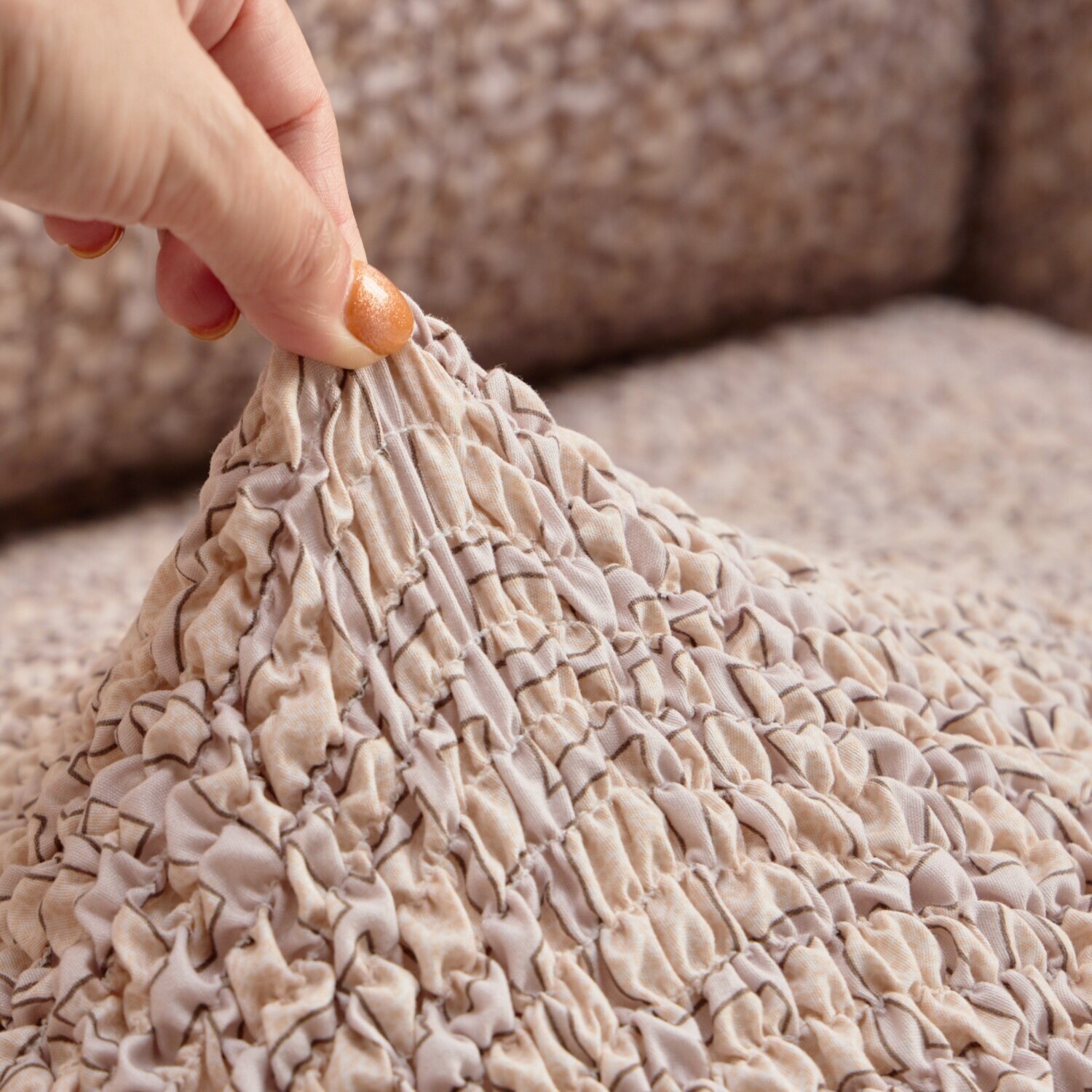 イタリア製 縦・横・ななめに伸びて ぴったりフィット シャーリングソファカバー ＜３人掛け＞