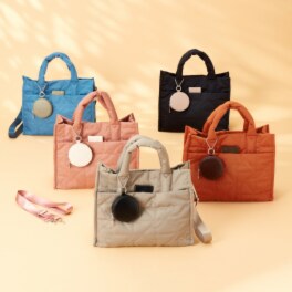 メゾンヴェール はっ水ナイロン ステッチデザイン ２ウェイトートバッグ ＜ラウンドポーチ付＞