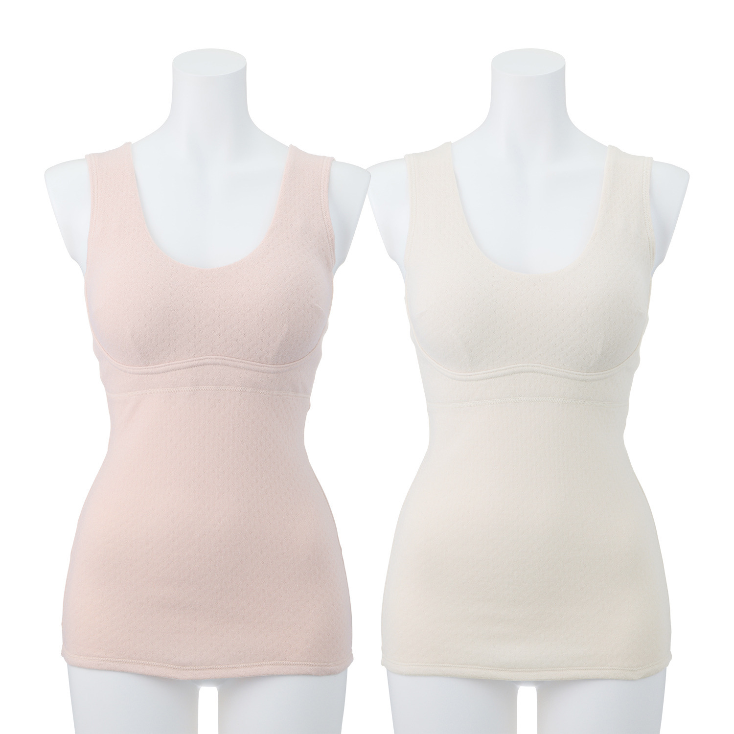 リラキュート 肌側綿１００％ カーゼ素材温活あったか カップ付タンクトップ ２枚セット
