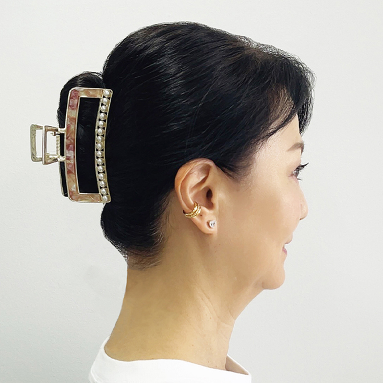 小枝流へアジュエリー パールビジュウ マーブルデザイン バンスクリップ