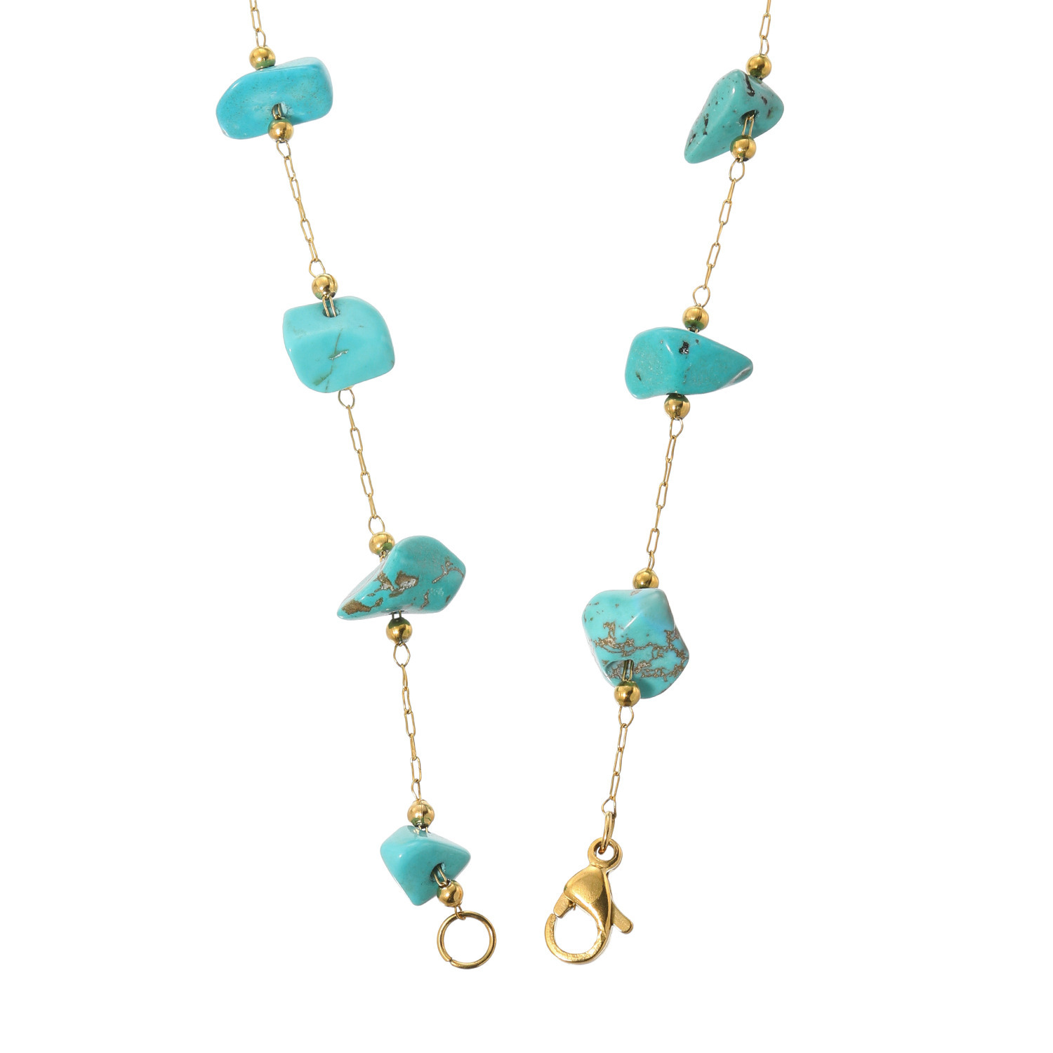 デルークス ステンレス ジェムストーン ステーション ロングネックレス