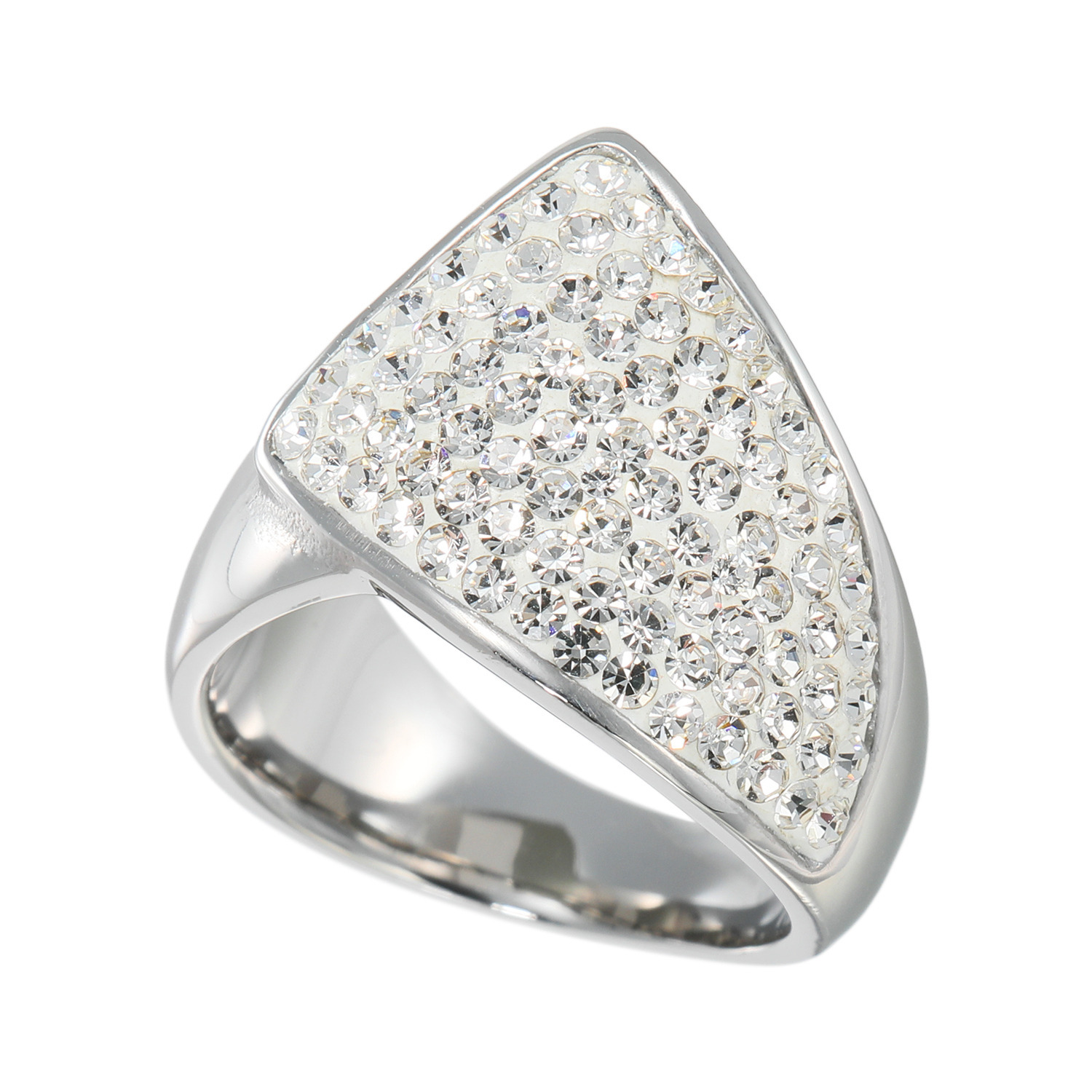 エービーステン ステンレス クリスタルガラス スパチュラデザイン リング