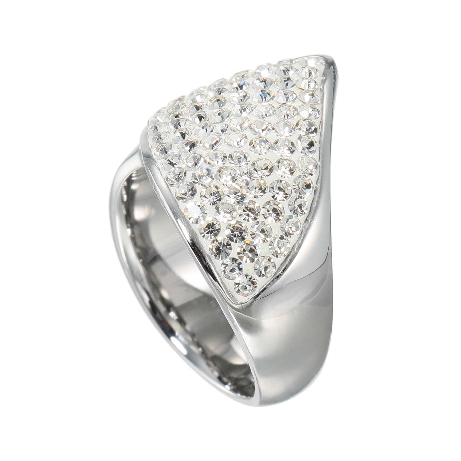 エービーステン ステンレス クリスタルガラス スパチュラデザイン リング