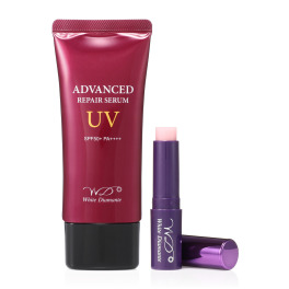 ホワイトディアマンテ 上品なツヤ肌を演出 アドバンスド リペアセラム　ＵＶ＆ 柔らかな唇へと導く ハピエンスリップラグゼ 特別セット