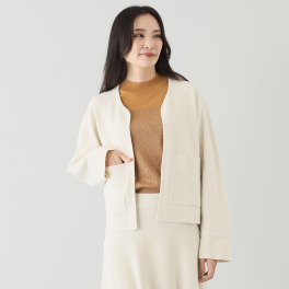 アッフィーナ　ブティック 無地ジャガード ニットジャケット