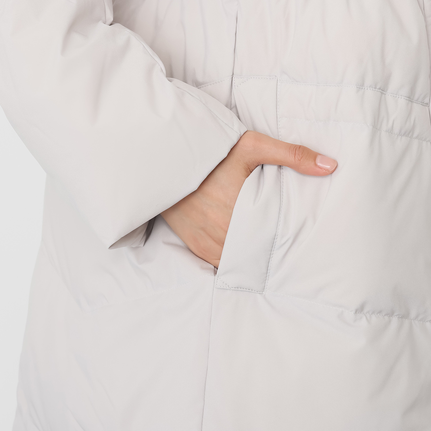 スタイルフライ はっ水 ウエストステッチで細見え Ａライン ロングダウンコート