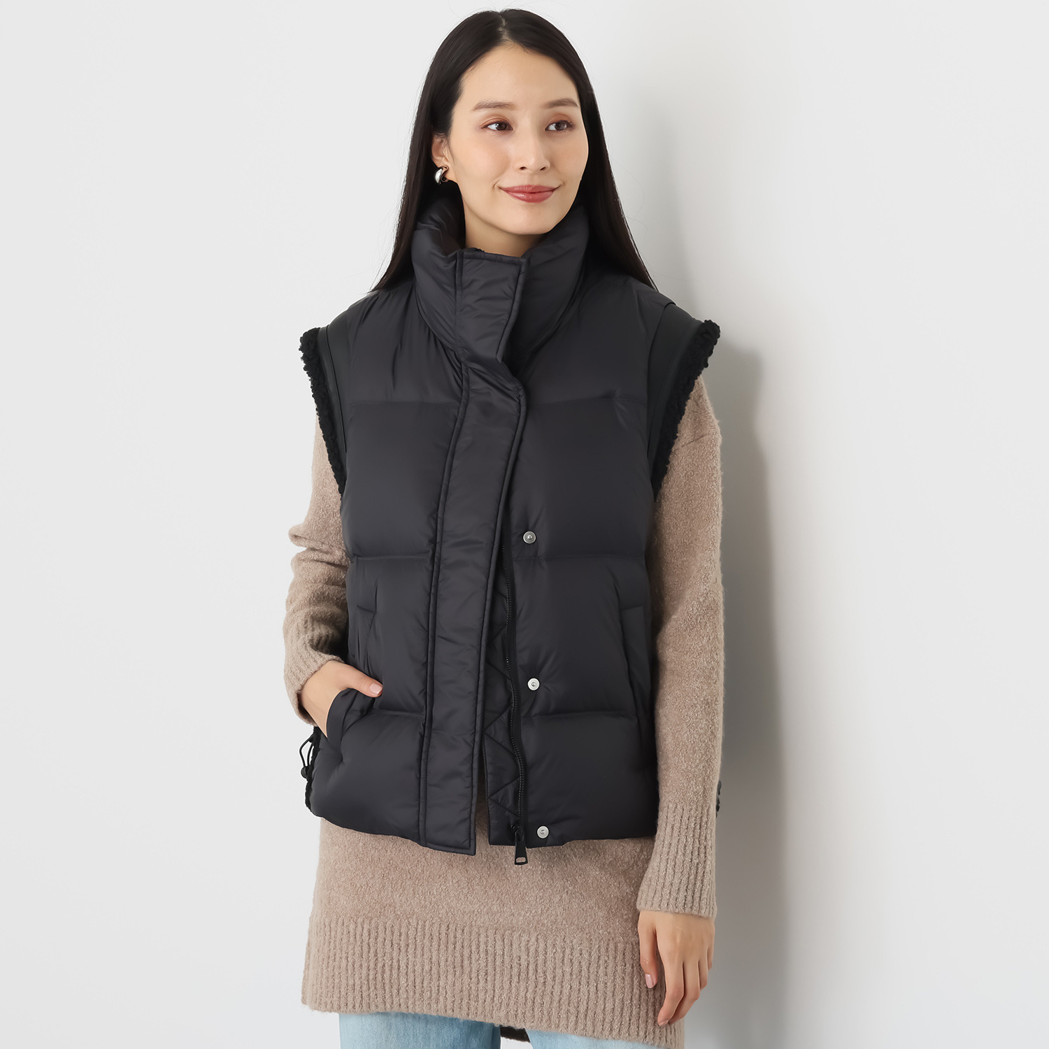 スタイルフライ はっ水 シープボア調切替 ダウンベスト