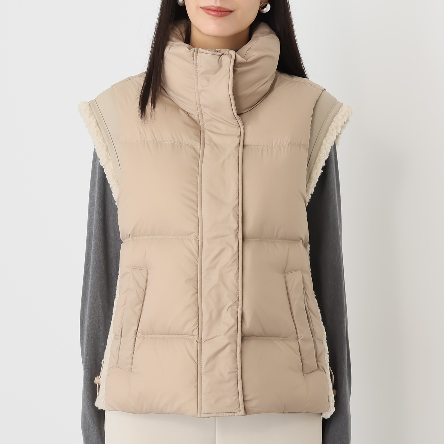 スタイルフライ はっ水 シープボア調切替 ダウンベスト