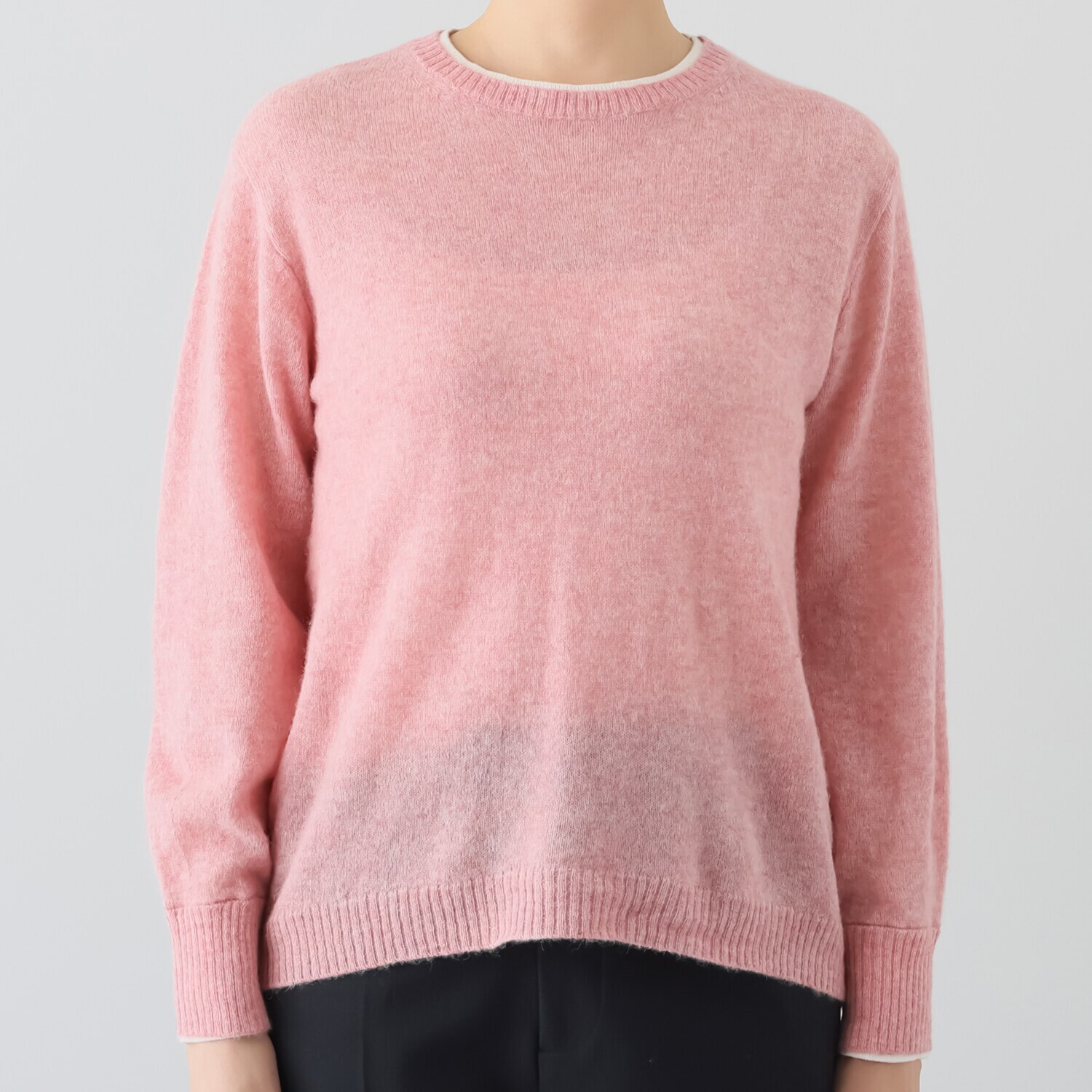 ソアージュ ベビーアルパカ ふんわり暖かい レイヤード風 ニットプルオーバー