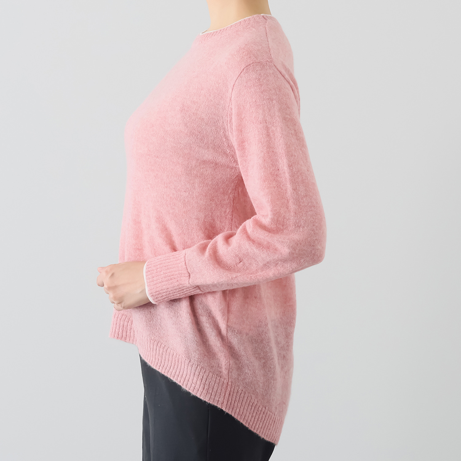 ソアージュ ベビーアルパカ ふんわり暖かい レイヤード風 ニットプルオーバー