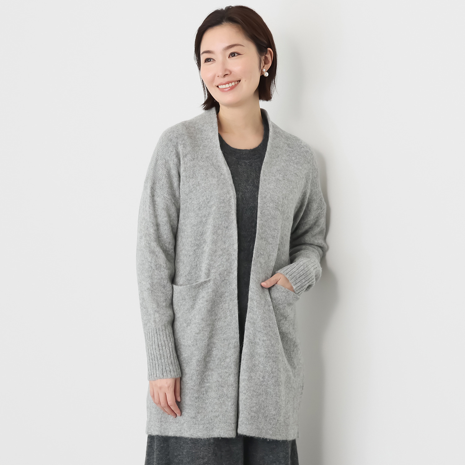 ソアージュ ベビーアルパカ１００％ ふんわり暖かい ロング丈コーディガン