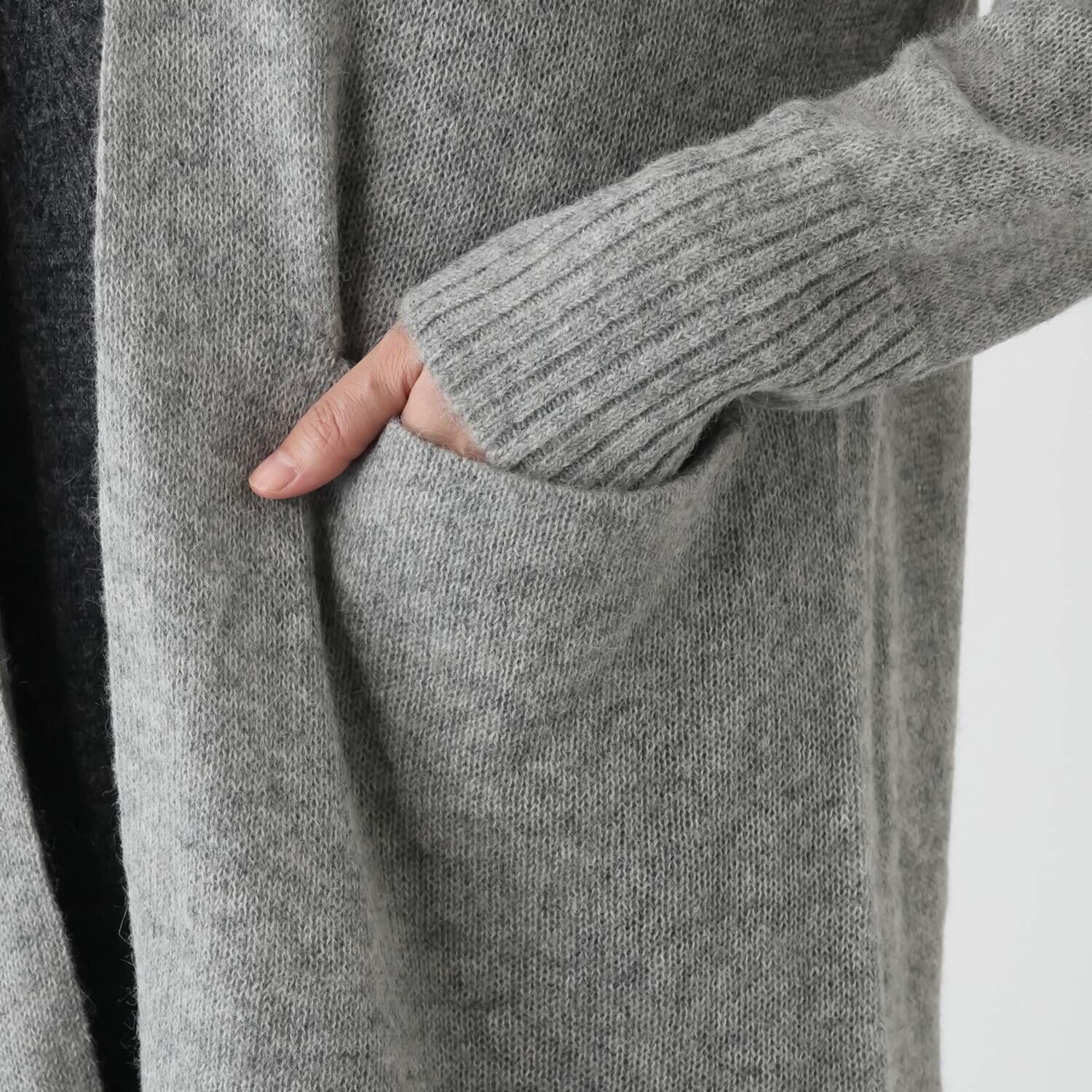 ソアージュ ベビーアルパカ１００％ ふんわり暖かい ロング丈コーディガン