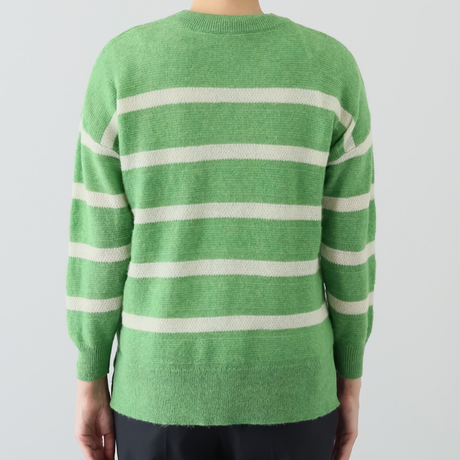 ソアージュ ベビーアルパカ１００％ ふんわり暖かい ガーター編 ボーダープルオーバー