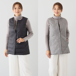 スタイル・ラヴィー 着回し抜群！ 中綿入りあったか リバーシブル ロングダウンベスト
