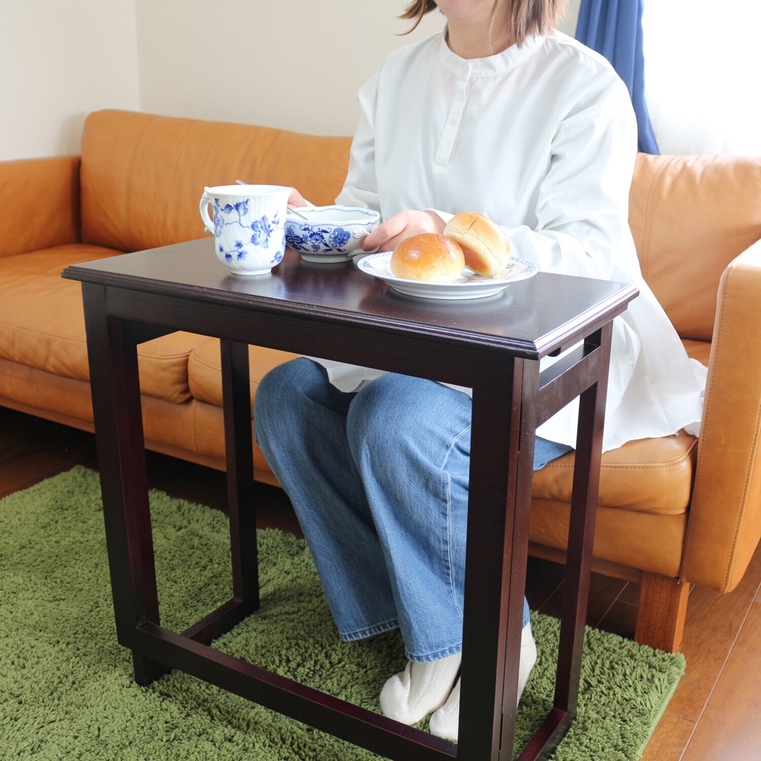 完成品でお届け！ 天然木桐材使用 マルチに活躍する 折りたたみ パタパタ便利机　ハイ