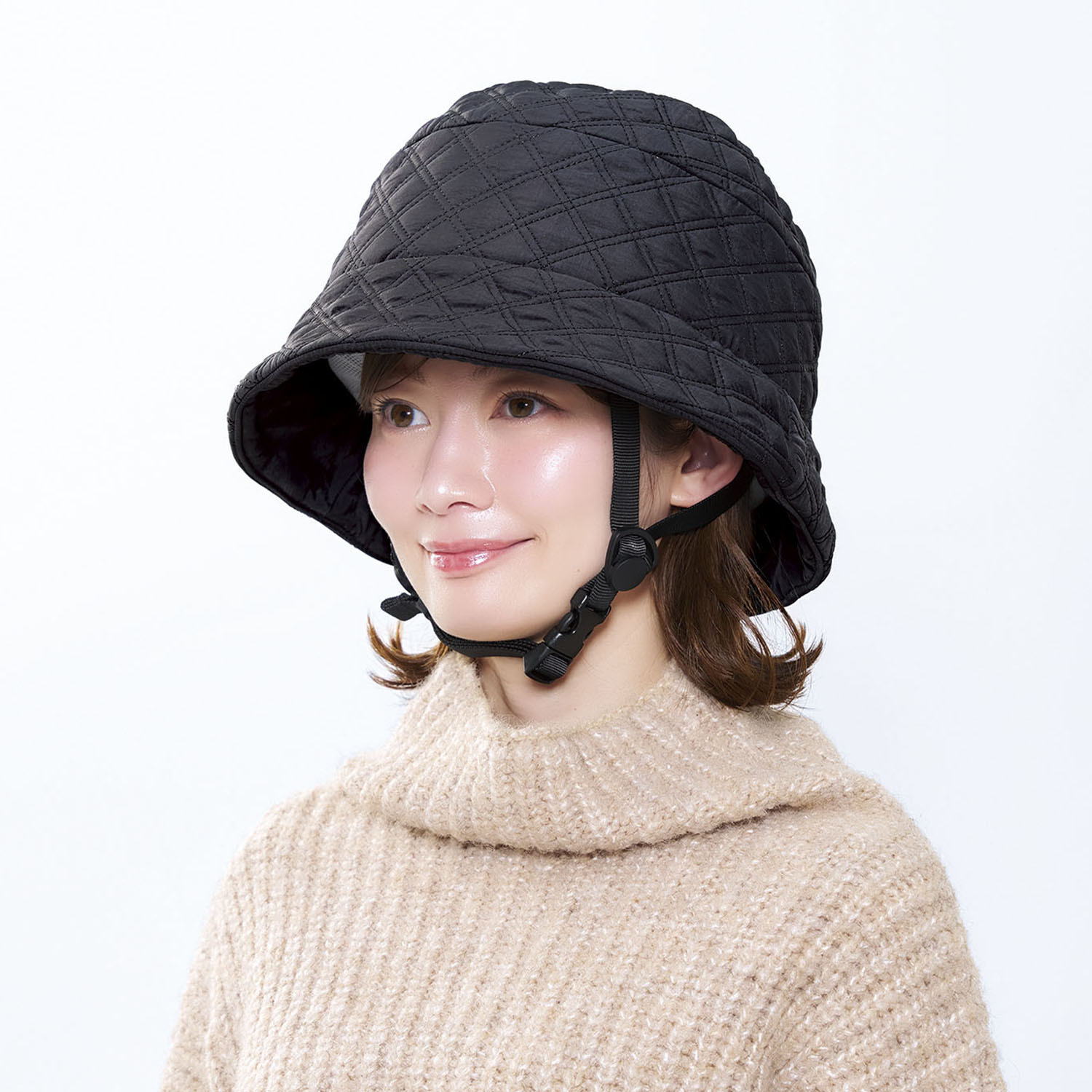 帽子を着せ替えられる オシャレな 自転車ヘルメット おしゃヘル ＜キルティングハット＞