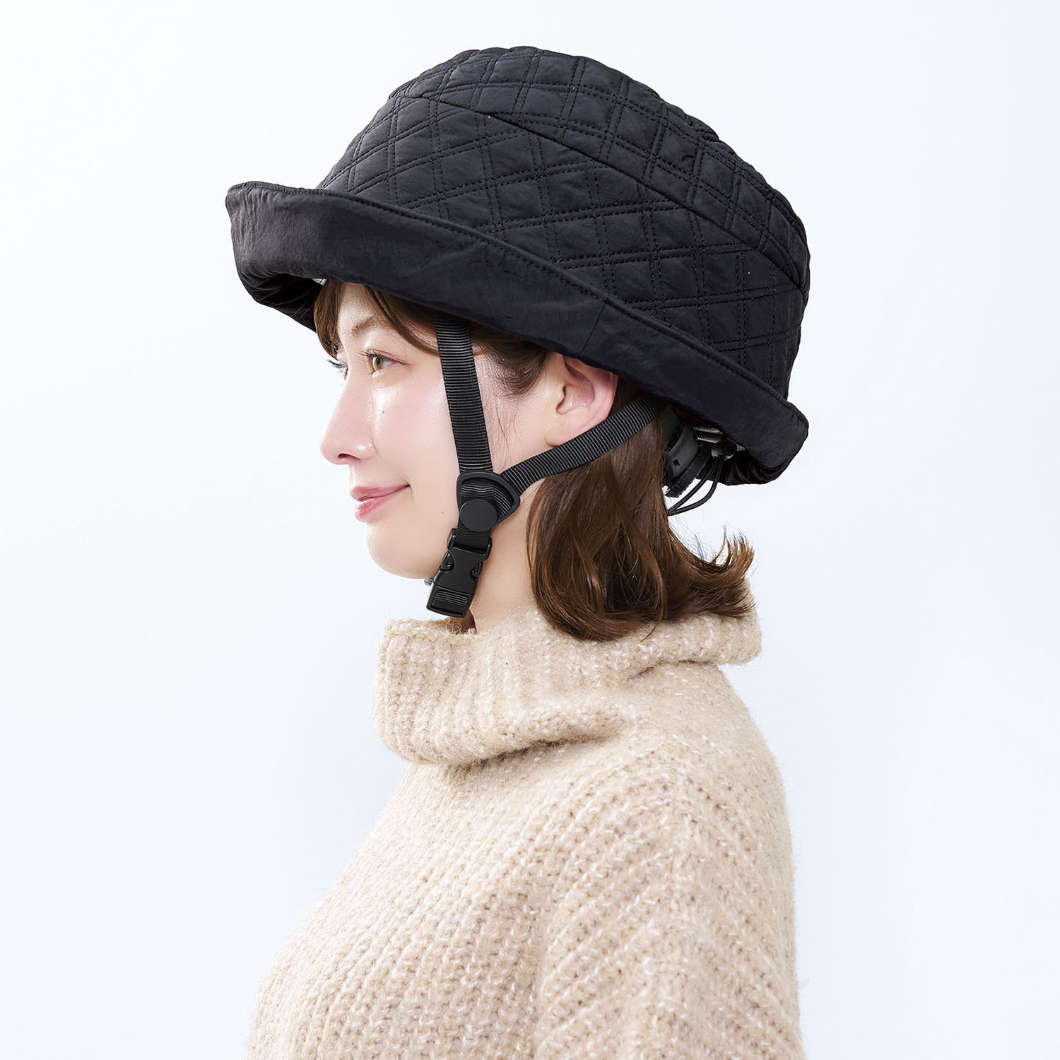 帽子を着せ替えられる オシャレな 自転車ヘルメット おしゃヘル ＜キルティングハット＞