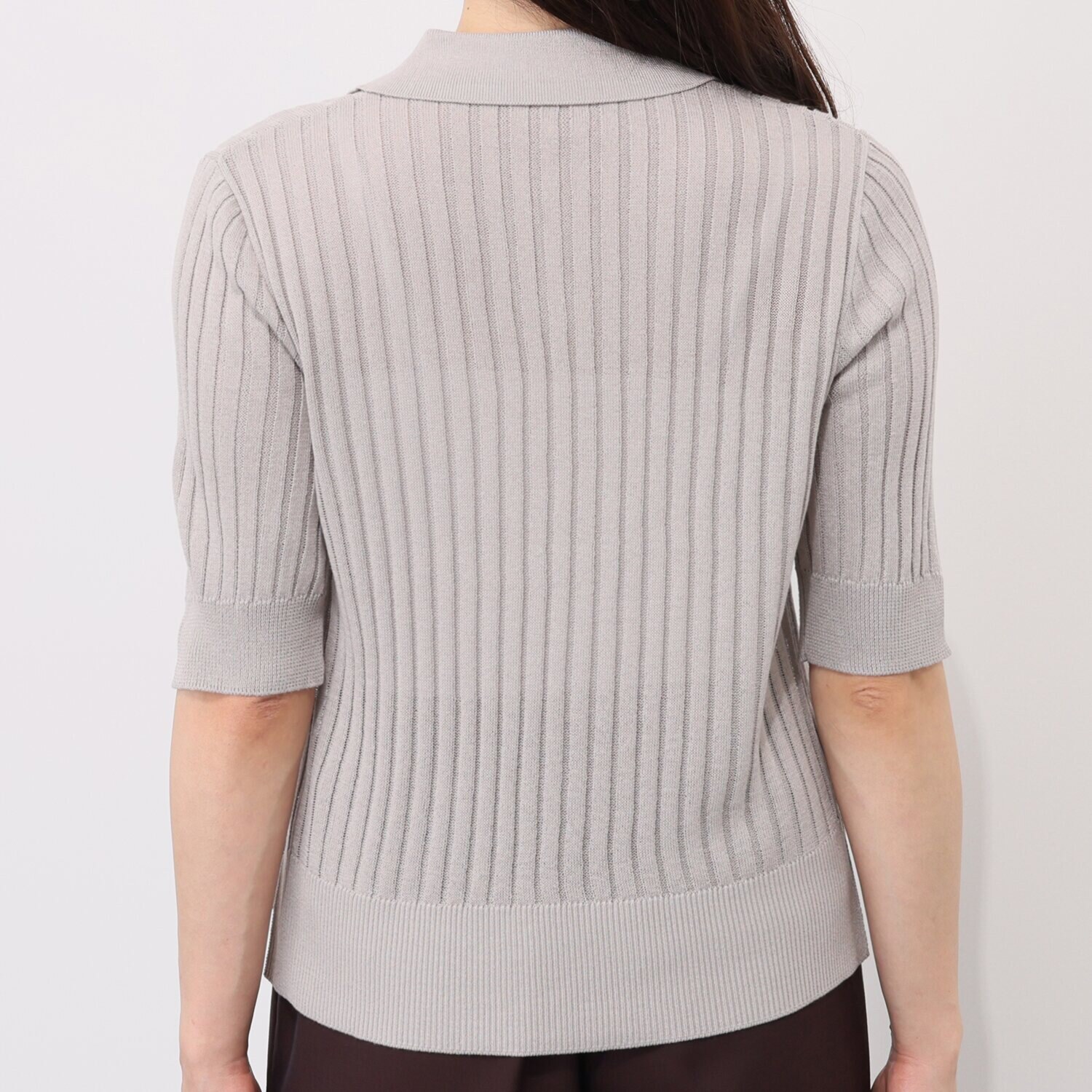 イロプライム 華やか襟の ニットポロシャツ