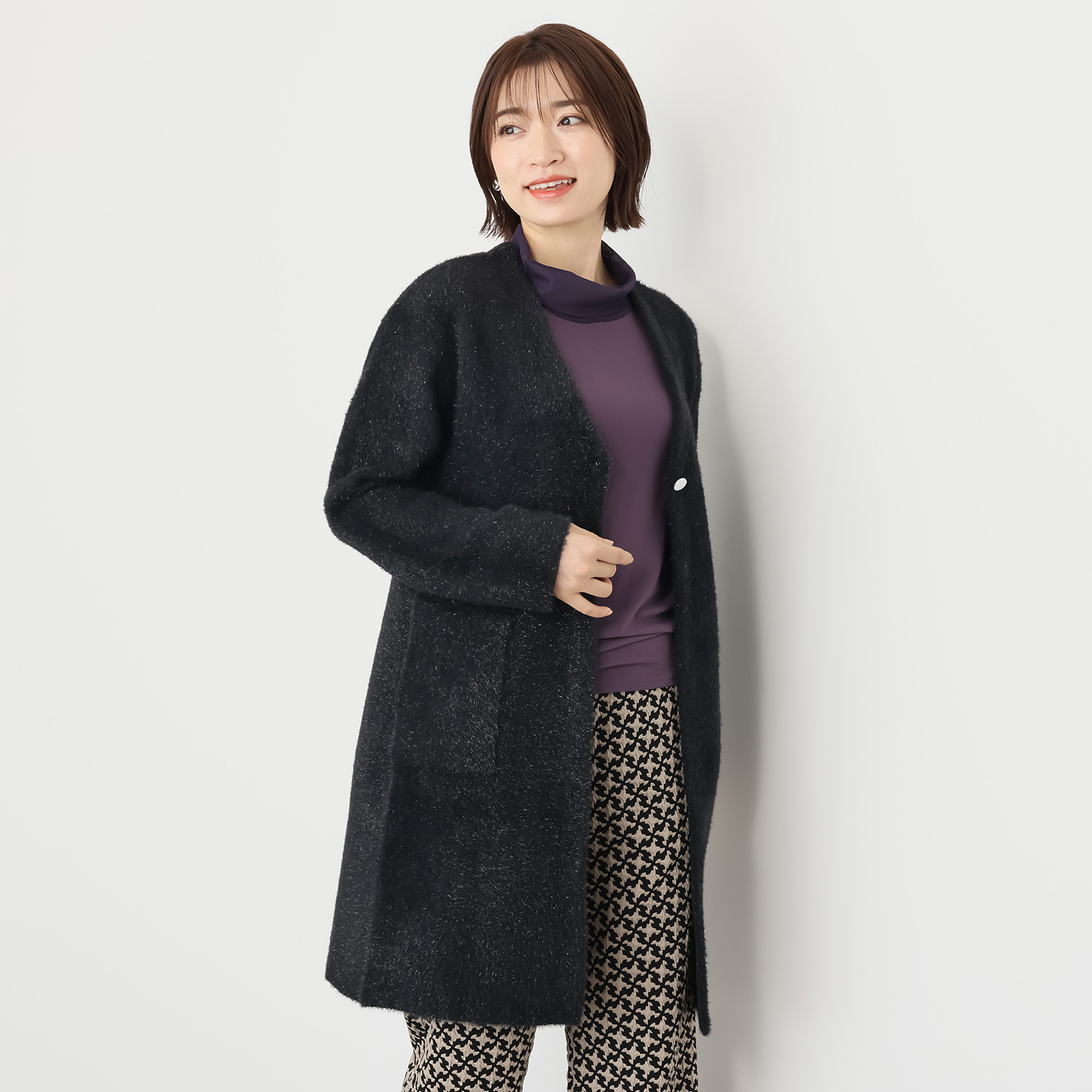 フーア ブリリアントラメ ニットコート