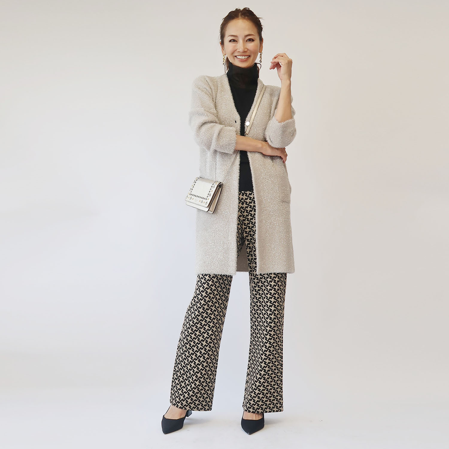 フーア ブリリアントラメ ニットコート