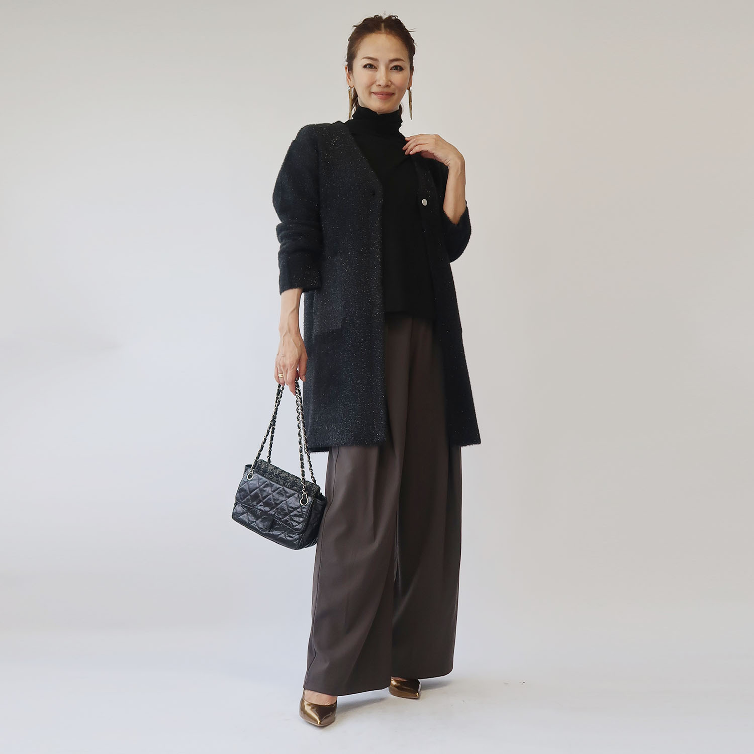 フーア ブリリアントラメ ニットコート