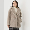 メリオン 軽くて暖かい ウール混ボア ミドル丈コート