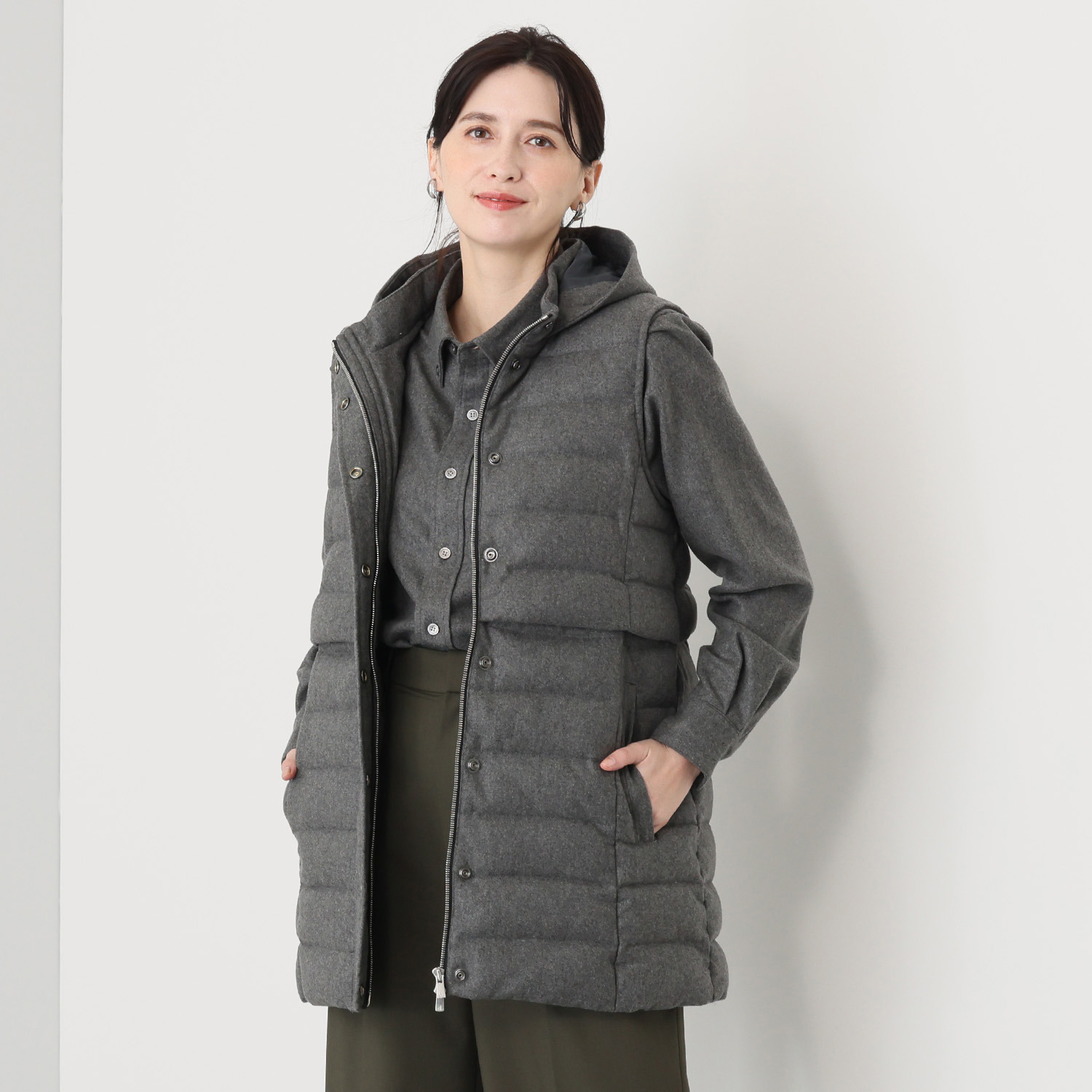 タルマス カシミヤ１００％ ロング丈 ダウンベスト