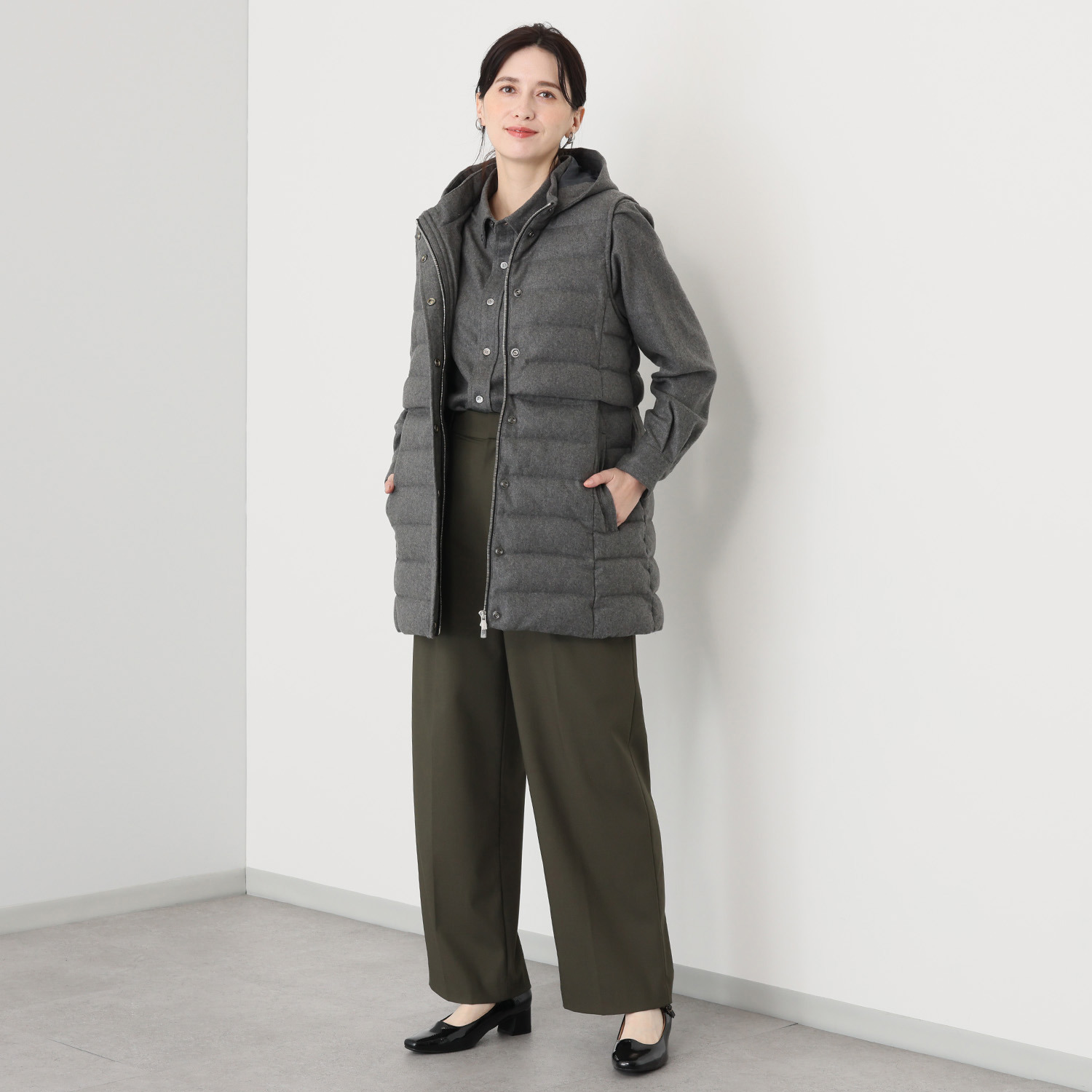 タルマス カシミヤ１００％ ロング丈 ダウンベスト