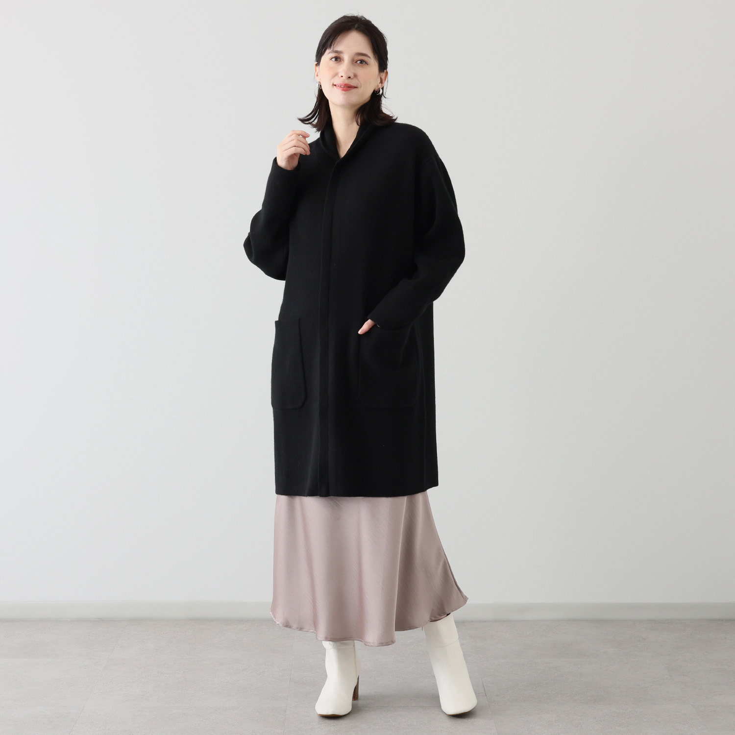 タルマス カシミヤ１００％ ダブルジャガード スウェット スタンドカラーコート