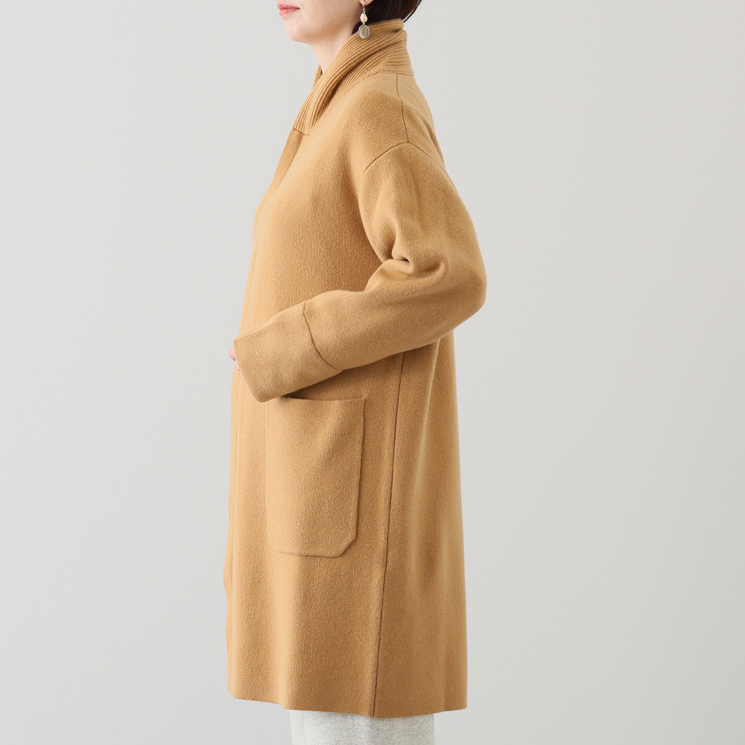 タルマス カシミヤ１００％ ダブルジャガード スウェット スタンドカラーコート