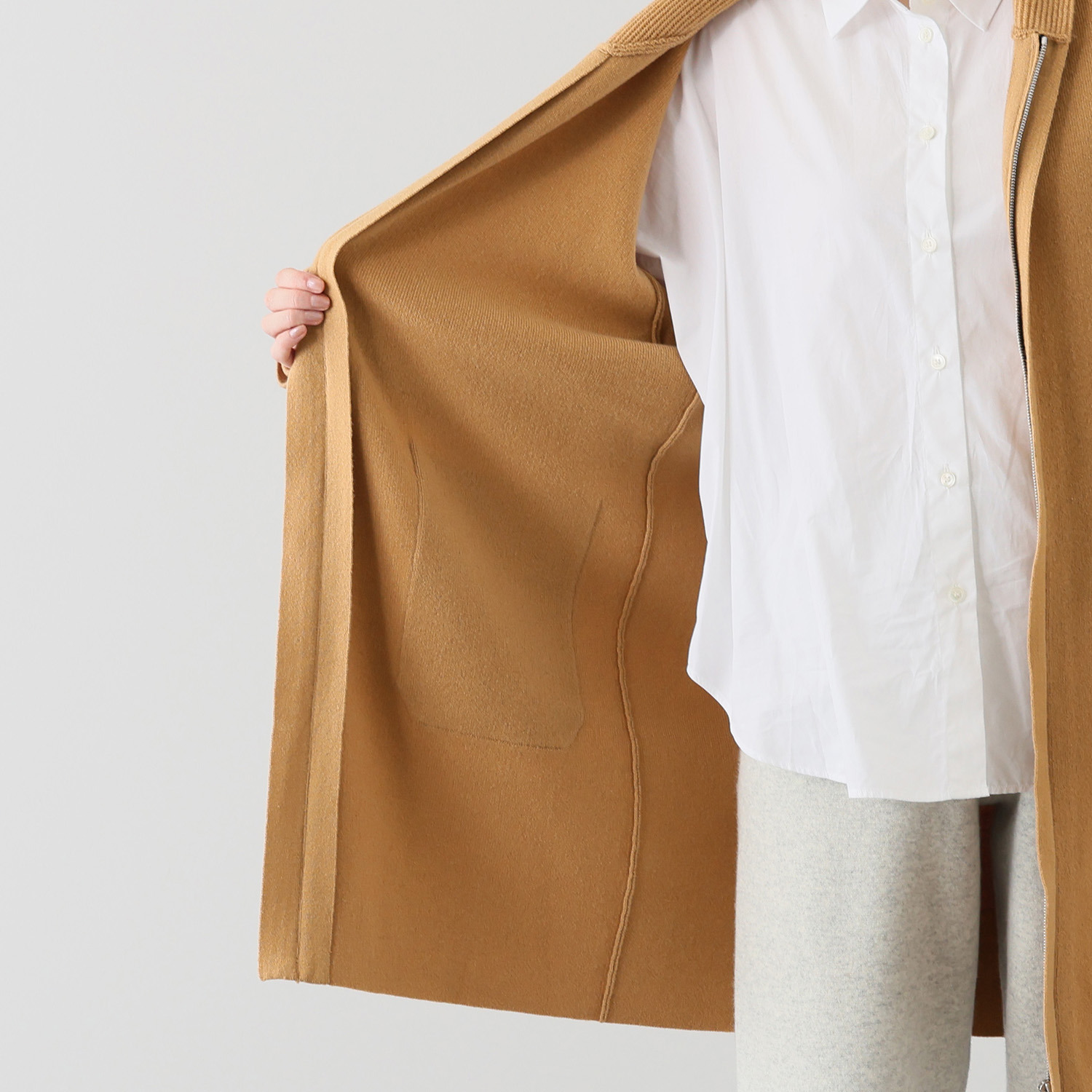 タルマス カシミヤ１００％ ダブルジャガード スウェット スタンドカラーコート