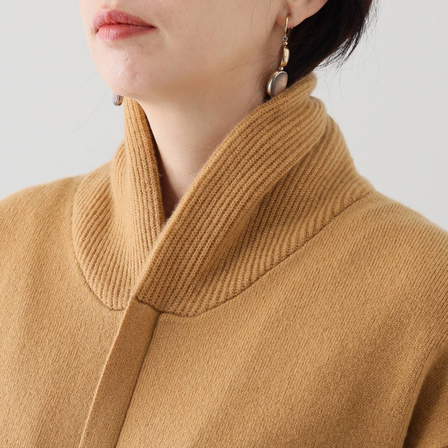 タルマス カシミヤ１００％ ダブルジャガード スウェット スタンドカラーコート