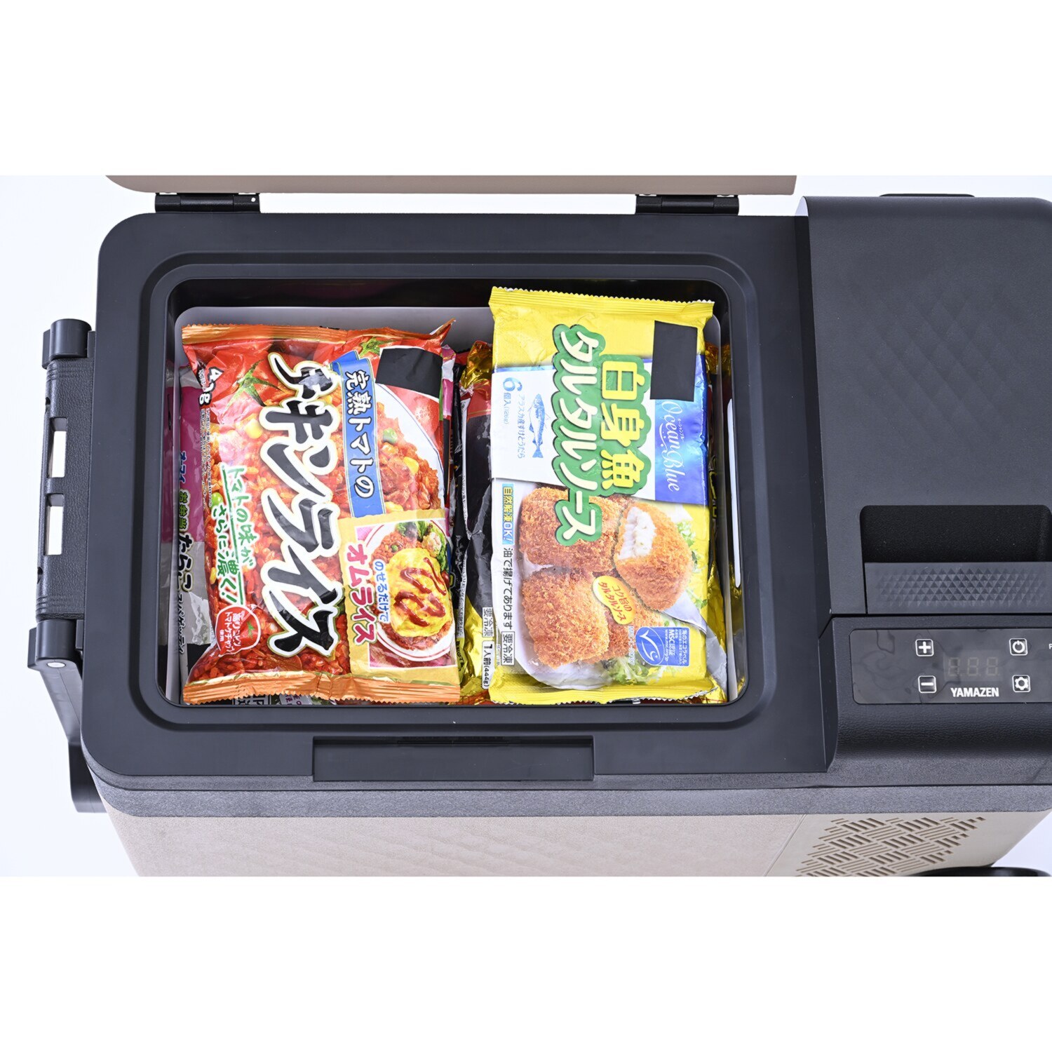 ＹＡＭＡＺＥＮ 食品のまとめ買いに活躍！ お家でも車でも使える キャスター付 ポータブル冷凍冷蔵庫 大容量２５リットル ＜リサイクル回収有り＞