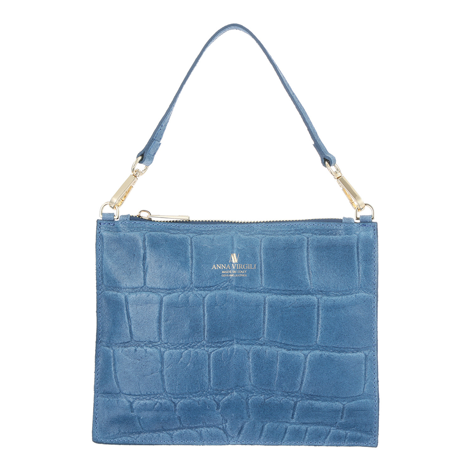 アンナヴィルジリ ＜イタリア製＞ カーフスエード クロコダイル型押し ミニバッグ付トートバッグ “ＦＲＡＮＣＡ”