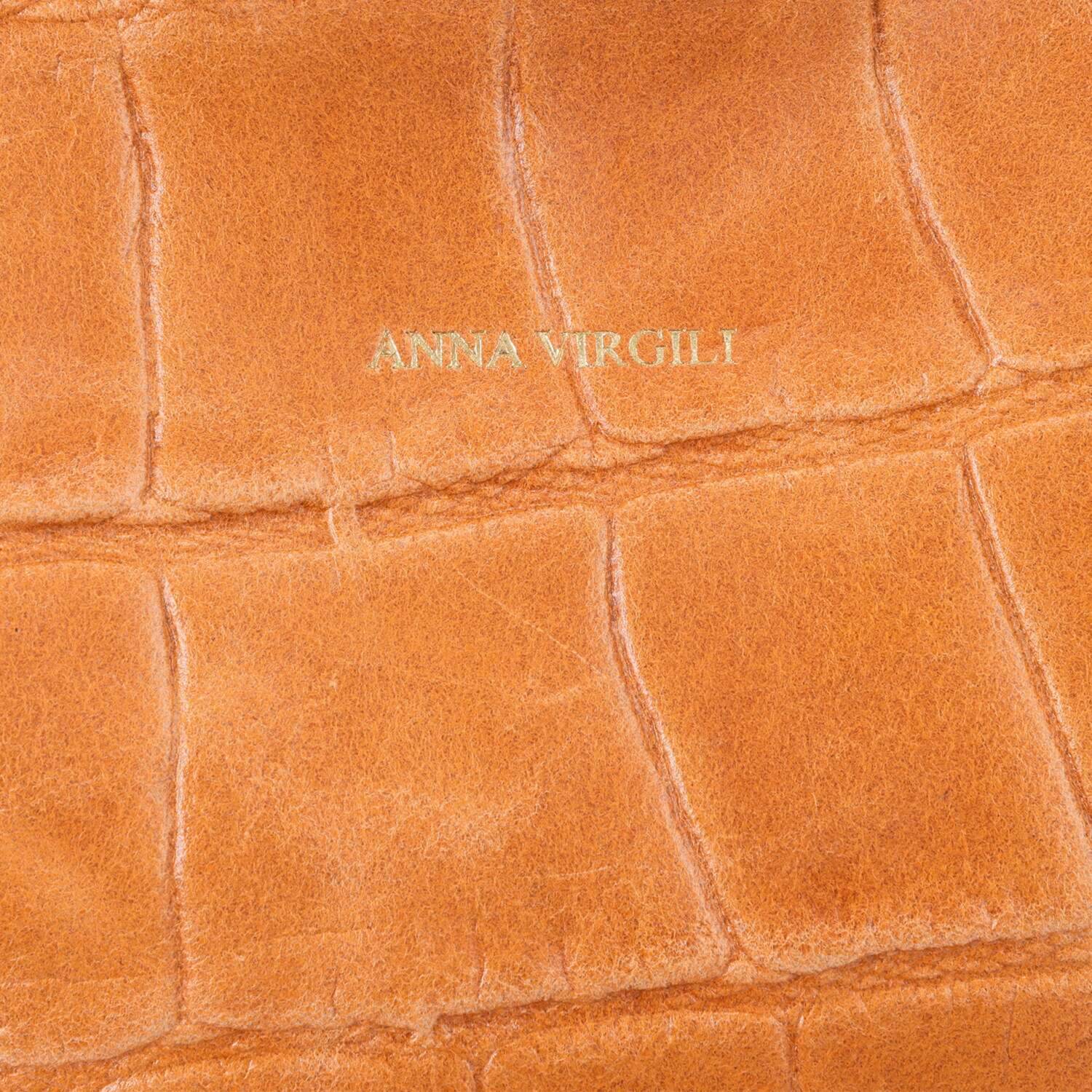 アンナヴィルジリ ＜イタリア製＞ カーフスエード クロコダイル型押し ミニバッグ付トートバッグ “ＦＲＡＮＣＡ”