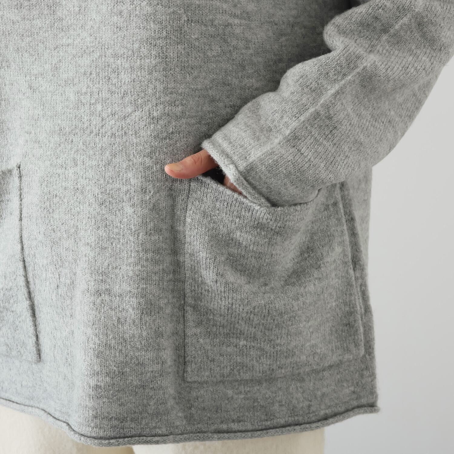 シャビージェンティール ストレッチヤーン 無縫製 ポケットアクセント チュニックプルオーバー