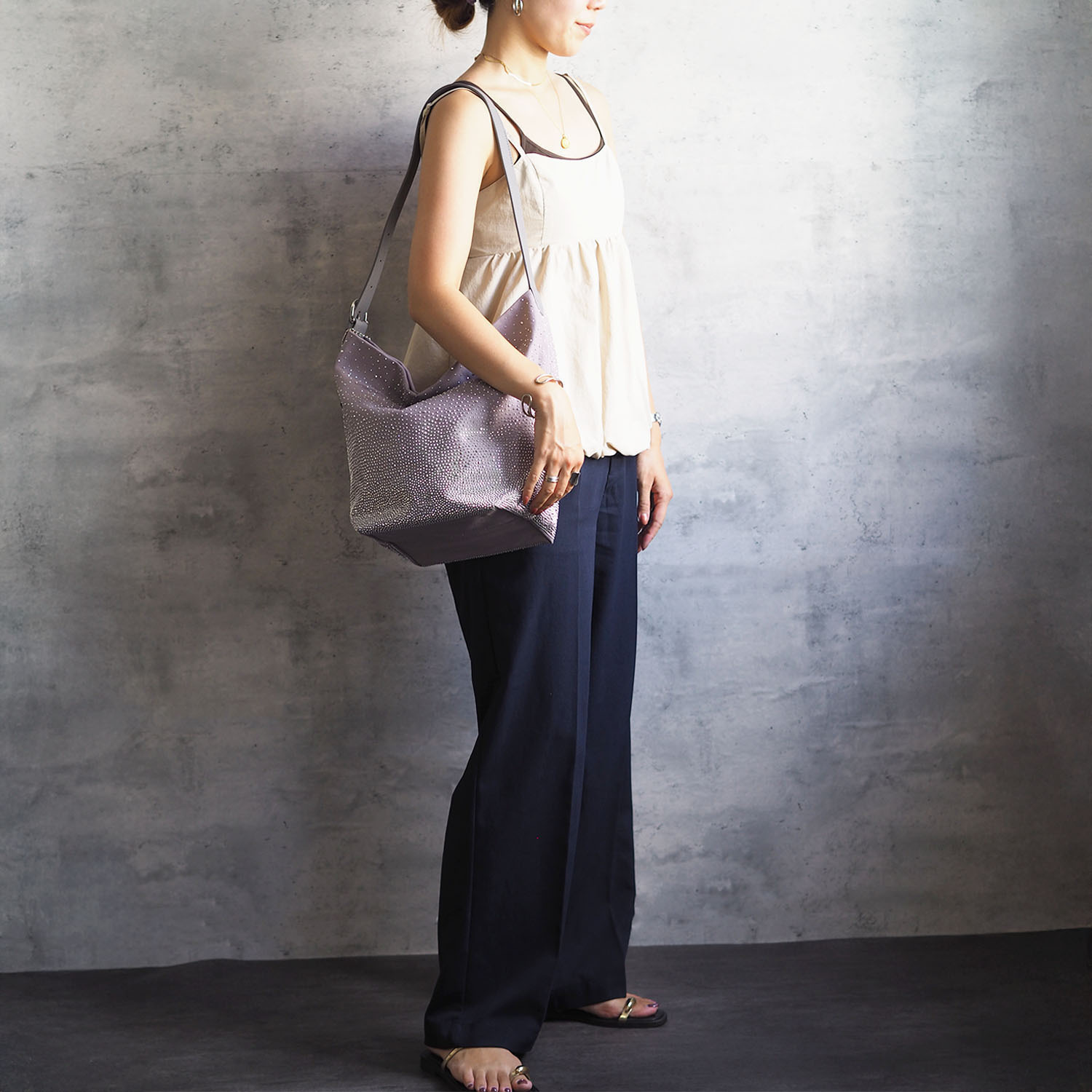 グッシオイタリー 星形チャーム付 グラデーション ラインストーン トートバッグ